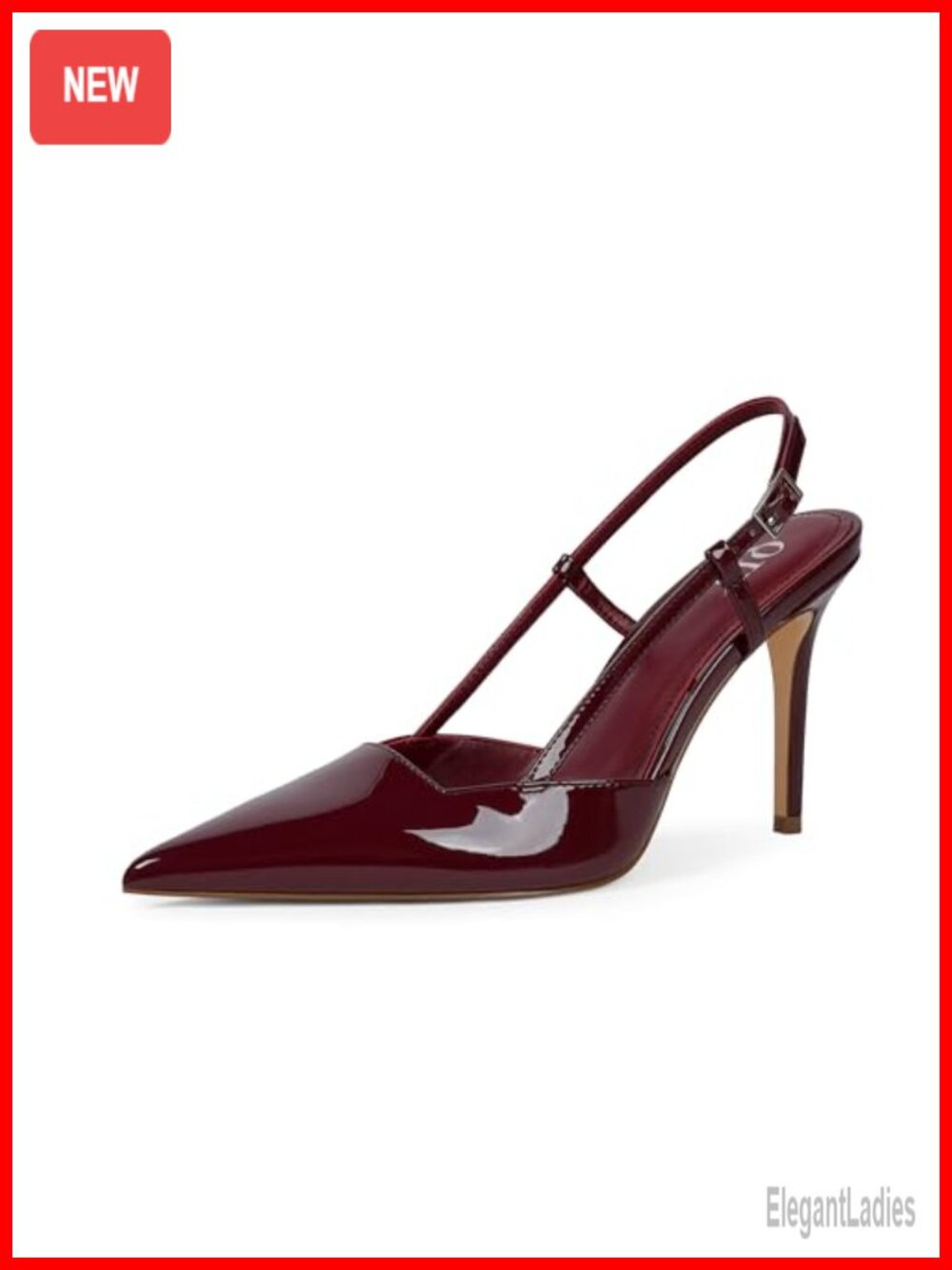 Women Slingback Stiletto Heels Pointed Toe Faux Leather Dress Pumps